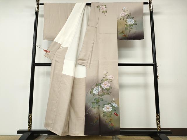 平和屋着物●訪問着　作家物　手描き　枝花文　暈し染め　正絹　逸品　未使用　CABE7050ut