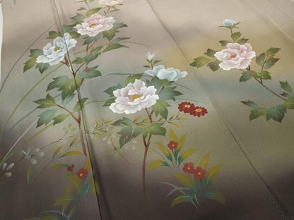 平和屋着物●訪問着　作家物　手描き　枝花文　暈し染め　正絹　逸品　未使用　CABE7050ut