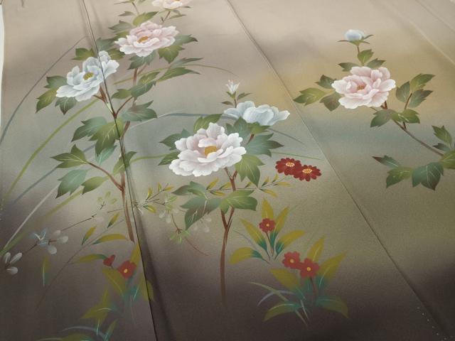 平和屋着物●訪問着　作家物　手描き　枝花文　暈し染め　正絹　逸品　未使用　CABE7050ut