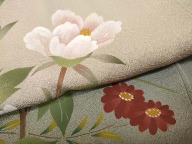 平和屋着物●訪問着　作家物　手描き　枝花文　暈し染め　正絹　逸品　未使用　CABE7050ut