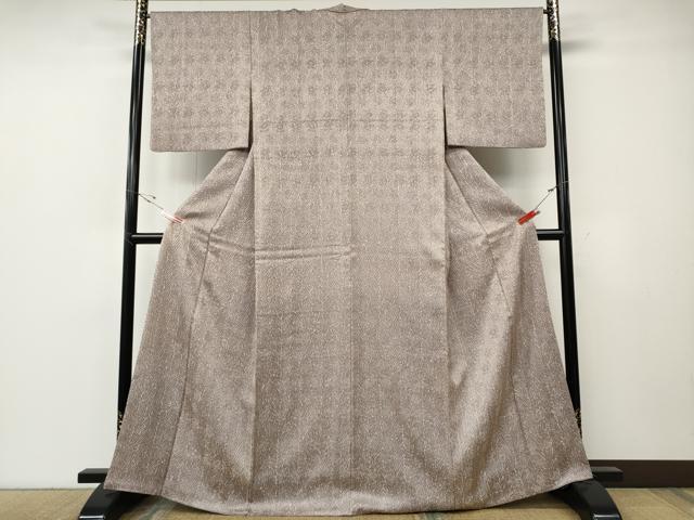平和屋着物●名門　藤娘きぬたや・杢目絞り　小紋　舞花地紋　正絹　逸品　CABE7052ut