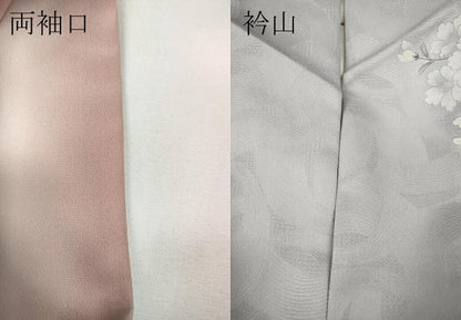 平和屋着物●訪問着　枝花文　暈し染め　金彩　ロング丈　正絹　逸品　CABE7055ut