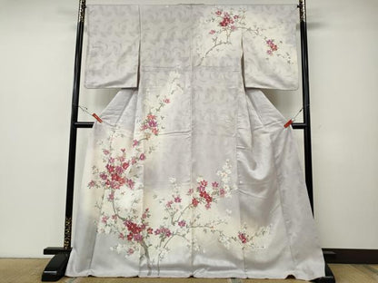 平和屋着物●訪問着　枝花文　暈し染め　金彩　ロング丈　正絹　逸品　CABE7055ut