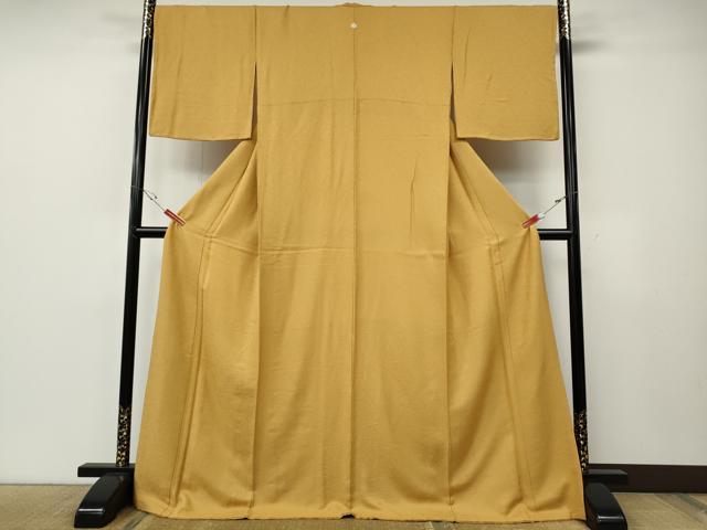 平和屋着物●上質な色無地　舞花地紋　玉蜀黍色　ロング丈　正絹　逸品　CABE7059ut