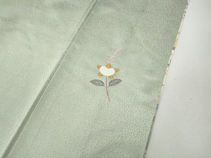 平和屋着物●訪問着　駒刺繍　破れ色紙花蝶文　暈し染め　金彩　正絹　逸品　CABE7064ut