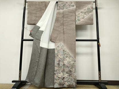 平和屋着物●訪問着　辻が花　絞り　暈し染め　金通し地　正絹　逸品　CABE7065ut