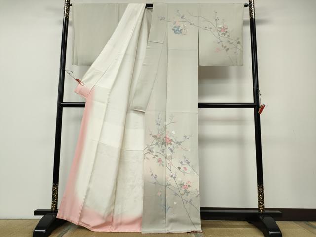 平和屋着物●訪問着　友禅　作家物　枝花文　暈し染め　正絹　逸品　CABE7067ut