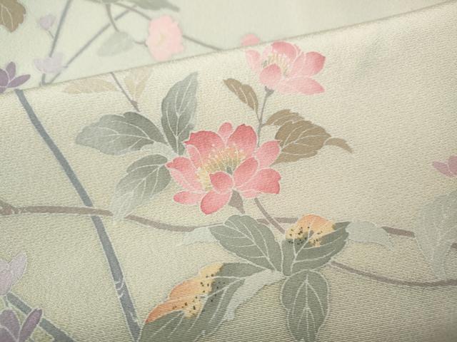 平和屋着物●訪問着　友禅　作家物　枝花文　暈し染め　正絹　逸品　CABE7067ut