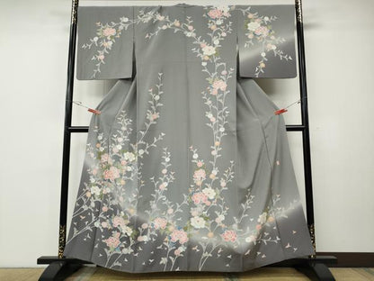 平和屋着物●訪問着　友禅　作家物　枝花文　暈し染め　正絹　逸品　CABE7069ut