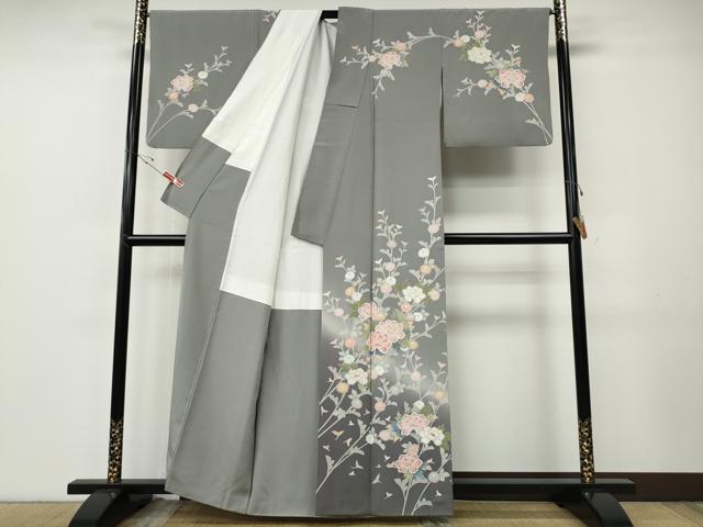 平和屋着物●訪問着　友禅　作家物　枝花文　暈し染め　正絹　逸品　CABE7069ut