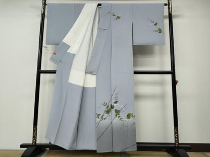 平和屋着物●日本画家　水嶋征夫　訪問着　手描き　蔦の葉花文　暈し染め　さが美扱い　正絹　逸品　CABE7071ut