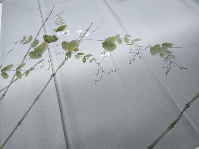平和屋着物●日本画家　水嶋征夫　訪問着　手描き　蔦の葉花文　暈し染め　さが美扱い　正絹　逸品　CABE7071ut