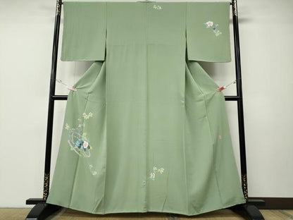 平和屋着物●訪問着　友禅　作家物　枝花文　正絹　逸品　CABE7073ut