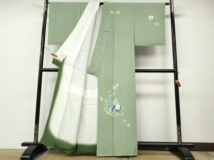 平和屋着物●訪問着　友禅　作家物　枝花文　正絹　逸品　CABE7073ut
