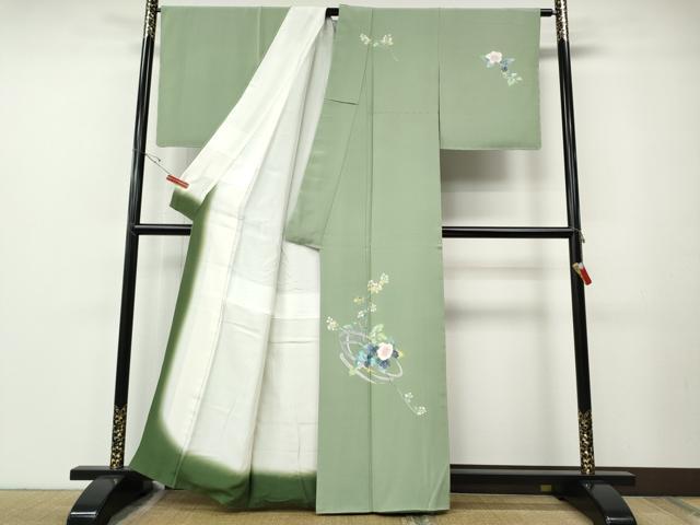 平和屋着物●訪問着　友禅　作家物　枝花文　正絹　逸品　CABE7073ut