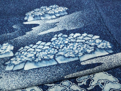 平和屋着物●訪問着　作家物　本藍型絵染　松島　たたき染め　正絹　逸品　CABE7074ut
