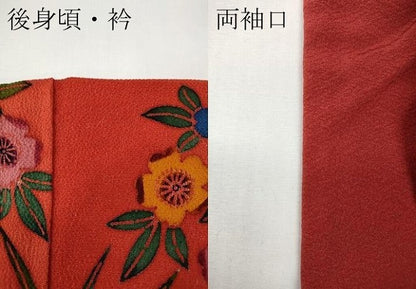 平和屋着物●豪華振袖　型染め　流水草花文　鬼しぼ縮緬　正絹　逸品　CABE7075ut