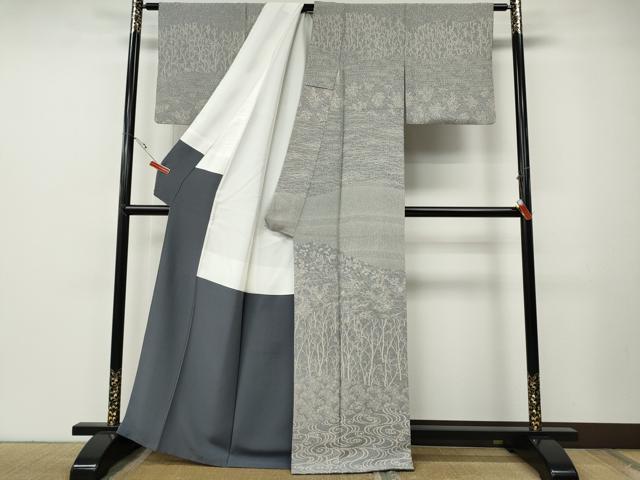 平和屋着物●伝統工芸士　水谷滉　訪問着　流水草花　正絹　逸品　CABE7077ut