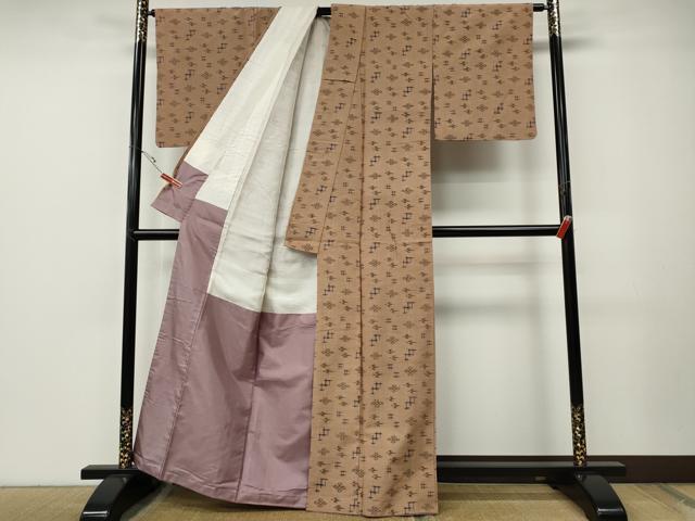 平和屋着物●上質な紬　絣文様　正絹　逸品　CABE7078ut 平和屋着物○上質な紬 絣文様 正絹 逸品 CABE7078ut