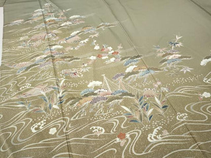 平和屋着物●訪問着　刺繍　風景草花文　暈し染め　金彩　正絹　逸品　CABE7080ut