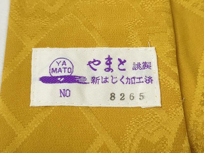 平和屋着物●振袖用長襦袢　無双仕立て　檜垣舞桜地紋　鬱金色　やまと誂製　正絹　逸品　CABE7085ut