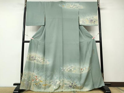 平和屋着物●皇室デザイナー　中村乃武夫　訪問着　草花文　暈し染め　金彩　正絹　逸品　CABE7088ut