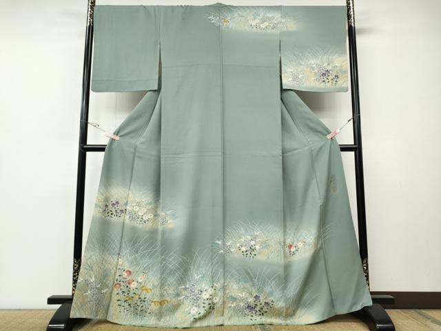 平和屋着物●皇室デザイナー　中村乃武夫　訪問着　草花文　暈し染め　金彩　正絹　逸品　CABE7088ut