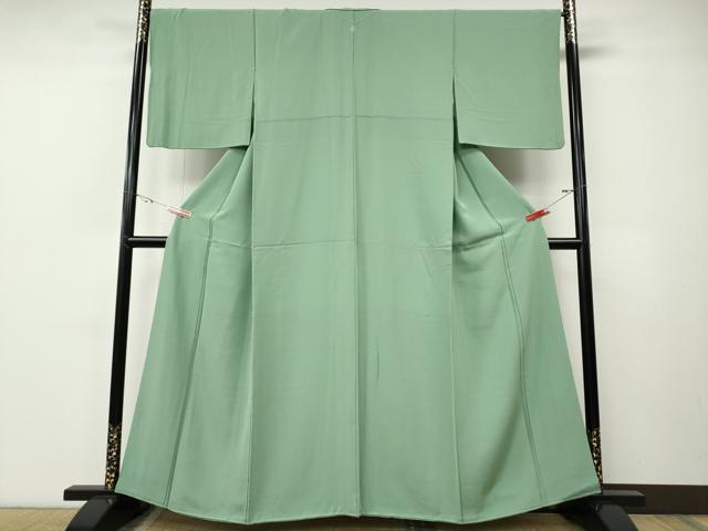 平和屋着物●上質な色無地　青磁色　正絹　逸品　CABE7091ut