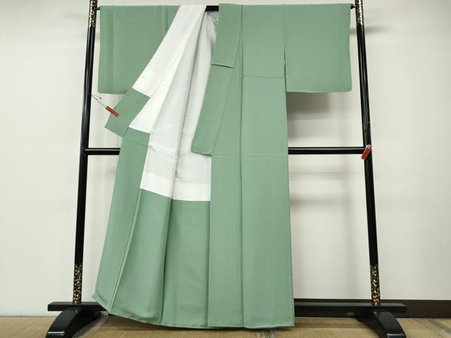 平和屋着物●上質な色無地　青磁色　正絹　逸品　CABE7091ut