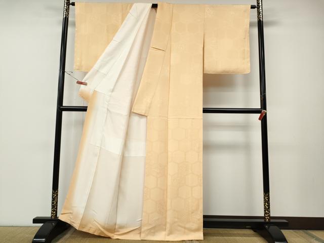 平和屋着物●上質な色無地　亀甲宝尽くし花地紋　雄黄色　正絹　逸品　未使用　CABE7093ut
