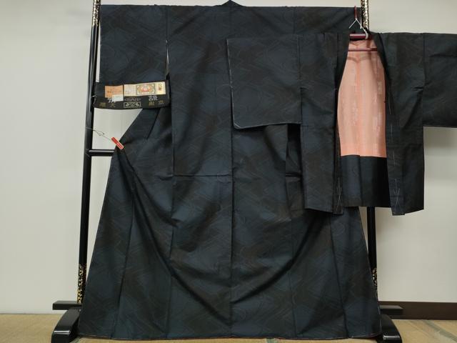 平和屋着物●本場大島紬　アンサンブル　泥染め　流水吉祥文　産業KK謹製　証紙付き　正絹　逸品　CABE7096ut