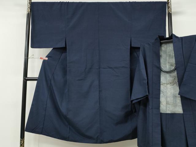 平和屋着物●男性　紬　アンサンブル　鉄紺色　正絹　逸品　CABE7101ut