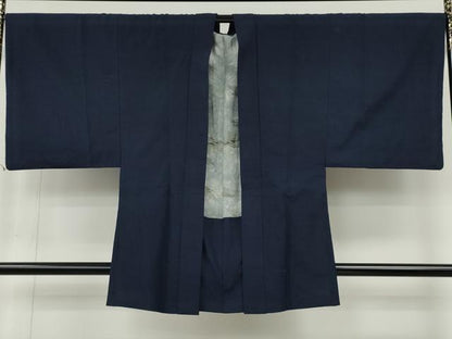 平和屋着物●男性　紬　アンサンブル　鉄紺色　正絹　逸品　CABE7101ut