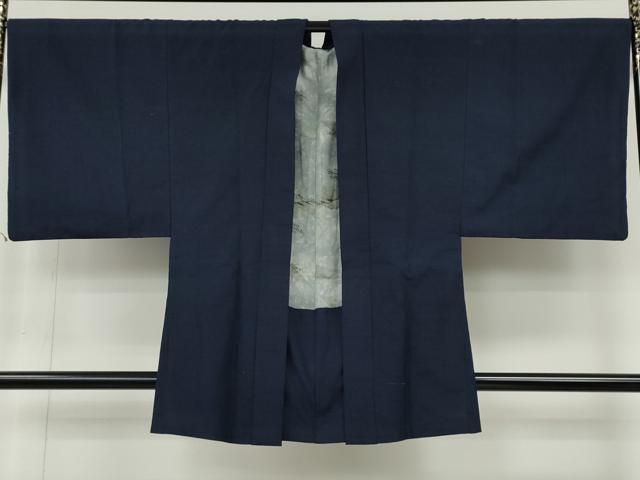 平和屋着物●男性　紬　アンサンブル　鉄紺色　正絹　逸品　CABE7101ut