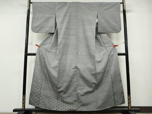 平和屋着物●訪問着　紬地　刺し子　麻の葉吉祥文　三越扱い　正絹　逸品　CABE7103ut