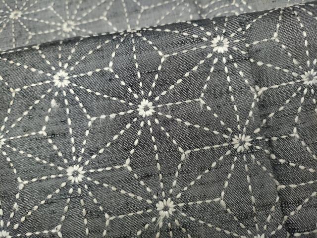 平和屋着物●訪問着　紬地　刺し子　麻の葉吉祥文　三越扱い　正絹　逸品　CABE7103ut