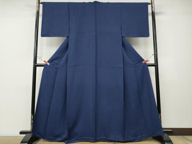 平和屋着物●上質な色無地　宝尽くし舞花地紋　紺青色　正絹　逸品　未使用　CABE7106ut 平和屋着物○上質な色無地 宝尽くし舞花地紋 紺青色 正絹 逸品 未