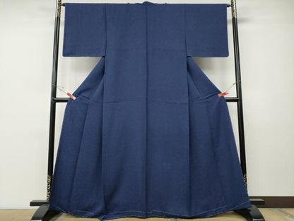 平和屋着物●上質な色無地　宝尽くし舞花地紋　紺青色　正絹　逸品　未使用　CABE7106ut