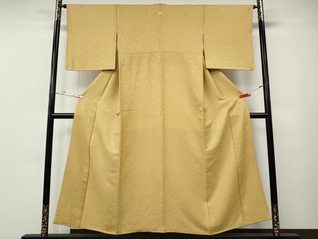 平和屋着物●上質な色無地　南天地紋　蜂蜜色　正絹　逸品　CABE7107ut 平和屋着物○上質な色無地 南天地紋 蜂蜜色 正絹 逸品 CABE7107ut