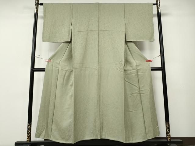平和屋着物●上質な色無地　南天地紋　柳鼠色　正絹　逸品　CABE7108ut