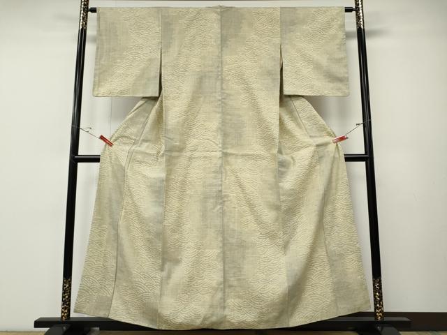 平和屋着物●本場結城紬　重要無形文化財　100亀甲　青海波吉祥文　正絹　逸品　CABE7109ut