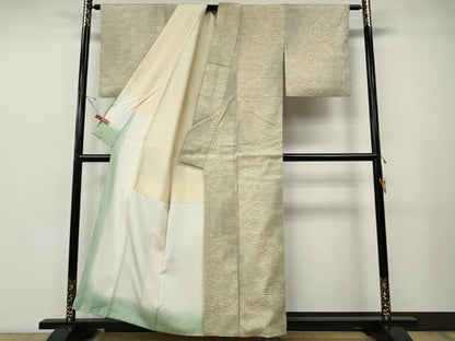 平和屋着物●本場結城紬　重要無形文化財　100亀甲　青海波吉祥文　正絹　逸品　CABE7109ut