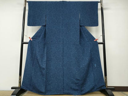 平和屋着物●重要無形文化財　人間国宝　中村勇二郎　江戸小紋　古代菊　鬼しぼ縮緬　正絹　逸品　CABE7113ut