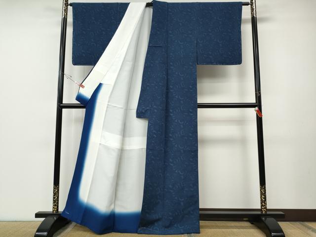平和屋着物●重要無形文化財　人間国宝　中村勇二郎　江戸小紋　古代菊　鬼しぼ縮緬　正絹　逸品　CABE7113ut