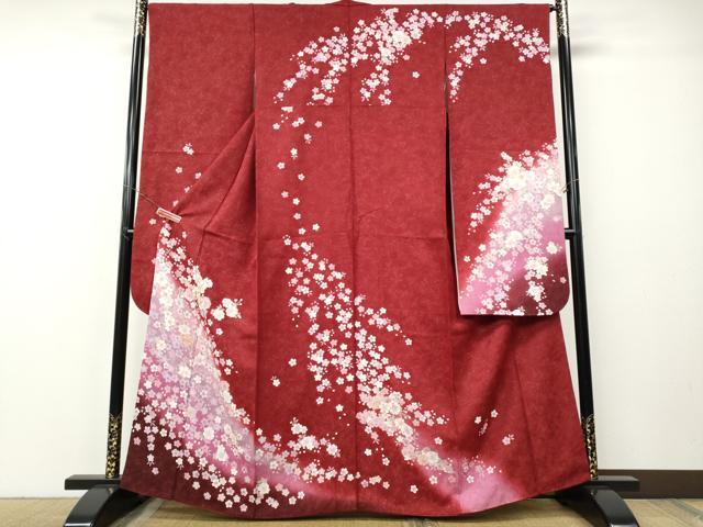 平和屋着物●豪華振袖　駒刺繍　舞桜文　暈し染め　金通し地　正絹　逸品　CABE7116ut