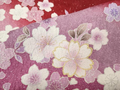 平和屋着物●豪華振袖　駒刺繍　舞桜文　暈し染め　金通し地　正絹　逸品　CABE7116ut