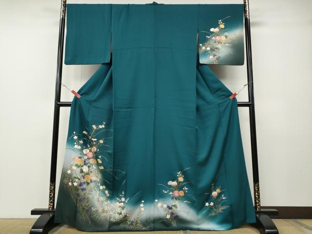 平和屋着物○訪問着 刺繍 草花文 暈し染め 金彩 さが美扱い 正絹