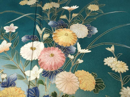 平和屋着物●訪問着　刺繍　草花文　暈し染め　金彩　さが美扱い　正絹　逸品　CABE7117ut