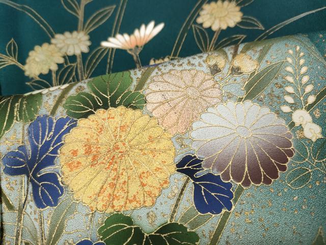 平和屋着物●訪問着　刺繍　草花文　暈し染め　金彩　さが美扱い　正絹　逸品　CABE7117ut