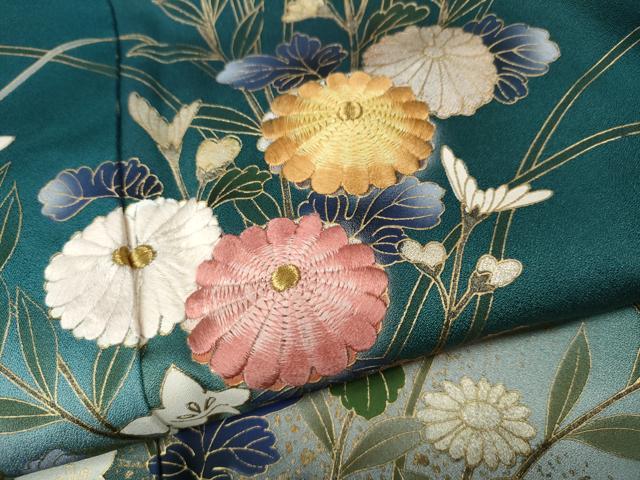 平和屋着物●訪問着　刺繍　草花文　暈し染め　金彩　さが美扱い　正絹　逸品　CABE7117ut 平和屋着物○訪問着 刺繍 草花文 暈し染め 金彩 さが美扱い 正絹